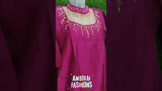 Trending Jewel Neck kurtiHandwork aari work designfashionswomendress2024kurtis [upl. by Akemehc]