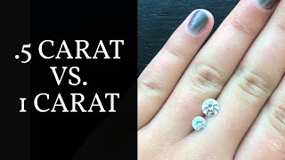 Diamond Size Comparison 05 carat vs 1 carat Round Shape Stones [upl. by Alic]