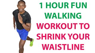 1 HOUR FUN Walking Workout to Shrink Waistline [upl. by Denys]