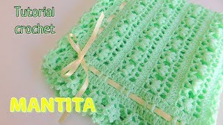 Como tejer un ajuar Mantita o cobija para bebe a crochet ganchillo [upl. by Archangel]