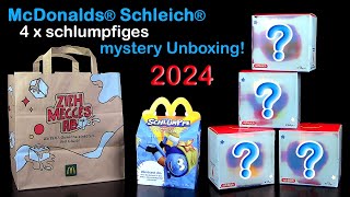 McDonalds ® Schleich ® Schlümpfe ™ 2024  4 x mystery Unboxing  Happy Meal ® [upl. by Darom]