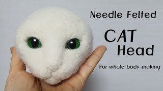 Cat doll  Needle Felted cat head livesized version needle felting ASMR [upl. by Ppilihp]