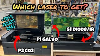 Which laser to get Side by side comparison of xTool P2 CO2 F1 Galvo and S1 DiodeIR Lasers [upl. by Yrdua]