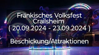 Fränkisches Volksfest Crailsheim  20092024  23092024   Beschickung  Attraktionen [upl. by Henka882]