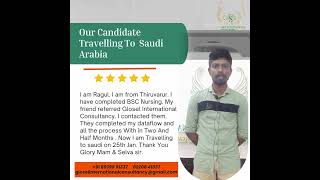 Our candidate Mrragul staff nurse traveling to saudi arbia Hsaudi job congratulations ragul sir [upl. by Kealey]