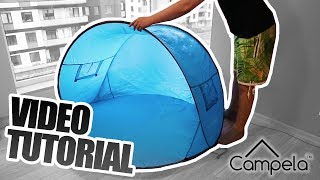 Video Tutorial Campela Beach Tent CA0081 Fold back and close the pop up tent [upl. by Aihseyk744]