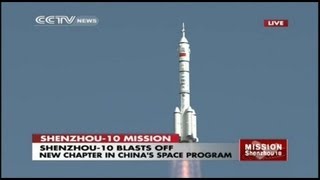 Launch of Manned Chinese Shenzhou10 Spacecraft [upl. by Ayifas49]