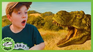 Giant TRex Dinosaur Hide and Escape 🦖 TRex Ranch Dinosaur Videos [upl. by Naivatco]