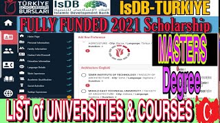 List of Universities and Departments to Apply IsdbTurkiye Scholarships 2021 [upl. by Ariaek262]