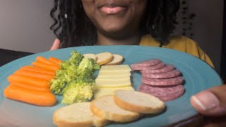 asmr eating  charcuterie boardsnack plate whispering [upl. by Notsob]