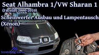 Seat Alhambra 1 und VW Sharan 1 20002010 Scheinwerfer Ausbau und Lampenwechsel Xenon  Tutorial [upl. by Cozmo603]