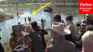 BREAKING NEWS Migrants Cross Border Right In Front Of House Republican Delegation At Eagle Pass TX [upl. by Agn554]