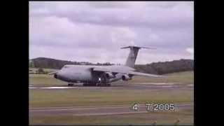 Extremely short take off Lockheed C5 Galaxy Americas biggest plane [upl. by Alliuqet253]