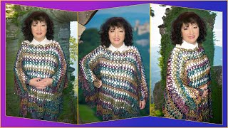 Crochet Poncho con Flores [upl. by Cooperman]