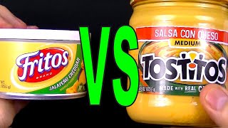 Fritos Jalapeno vs Tostitos Salsa Con Queso  What is the Best Cheese Dip FoodFights Food Review [upl. by Ettenrahc]