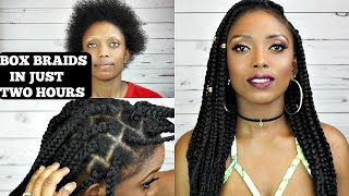 How To  2 hours Jumbo Box Braids Tutorial On Short Natural Hair [upl. by Occor]