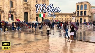 Milan Italy 🇮🇹  A Luxurious Rainy Masterpiece  4k HDR 60fps Walking Tour ▶200min [upl. by Akiemahs]