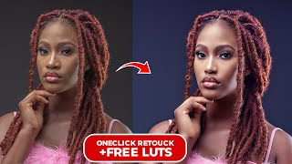 HighEnd Photo Retouching with OneClick  Free Color Grading LUTs Photoshop Tutorial [upl. by Margarette962]