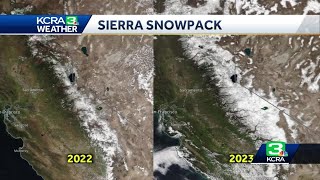 How Californias snowpack in 2023 compares to 2022 [upl. by Kurman]