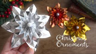 折り紙1枚でキラキラ豪華な星型クリスマスオーナメントの折り方・作り方  DIY Paper Star Ornament for Christmas Decor  Tutorial [upl. by Ellerrehc]