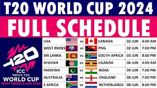 T20 World Cup 2024 schedule ICC T20 World Cup 2024 Schedule  Full list of matches timing amp venues [upl. by Kenwrick]