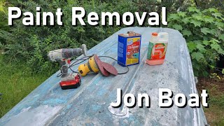 Paint Removal on a Jon Boat  Paint Stripper Sand Paper Stainless Wire Wheel [upl. by Ahsias908]