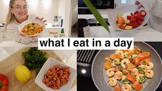 WHAT I EAT IN A DAY on slimming world  making paella and air fryer salmon [upl. by Merrily]