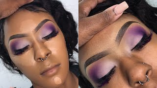 All Purple Glam  Client Makeup Tutorial [upl. by Wilfreda]