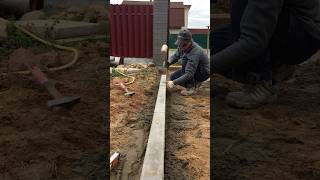 How to install a sidewalk curb 🦾 landscape pavers construction work sidewalk garden [upl. by Fishback]