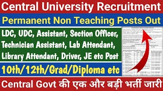 Central University Non Teaching Staff Recruitment 2024  Permanent Central Govt Jobs CUJ Vacancy [upl. by Renny]