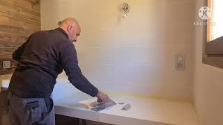 Tuto Béton ciré résinence sur plan de travail de salle de bain [upl. by Suoicerpal]