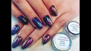 GELNÄGEL AUFFÜLLEN  einfach aber wirkungsvoll  Nageldesign mit Chromeflakes [upl. by Lalat]