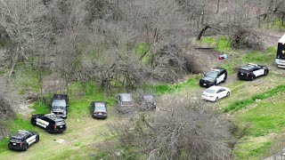 Drone video shows search in wooded area in connection with missing girl Lina Khil [upl. by Lissner]