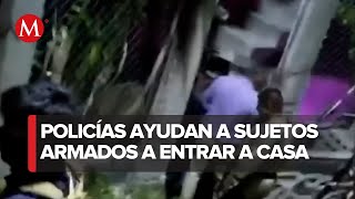 Hombres armados amedrentan a ciudadanos en su domicilio en SLP iban acompañados de policías [upl. by Kerman723]