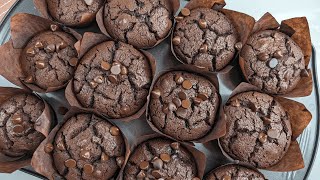 Double Chocolate Muffins Soft and Moist  EASY RECIPE [upl. by Ohare651]