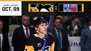 GAME RECAP Penguins vs Rangers 100924  Rutger McGroarty Makes NHL Debut [upl. by Aenea]