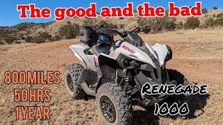 Canam Renegade 1000 Xxc 1 year ownership review the goods and the bads [upl. by Kwasi]