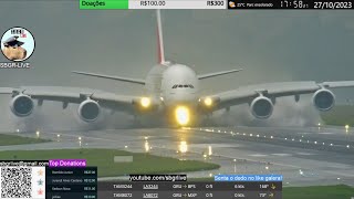 A380 DA EMIRATES SECOU A PISTA DE GUARULHOS [upl. by Enovaj]