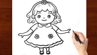 Cute girl drawing for kids  Kids Video  Kids Drawing  How to draw for kids  Easy drawing [upl. by Pompei]