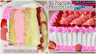 COMBINAÇÃO PERFEITA DESSES DOIS RECHEIOS  BOLO DE ANIVERSÁRIO PARA ATÉ 30 PESSOAS [upl. by Enneles]