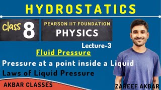 Class 8  Hydrostatics 03  Pressure at point Inside a Liquid  Pearson IIT Foundation [upl. by Rolandson]