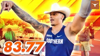 Jordan Davis 8377m at Texas Relays  US Collegiate Record [upl. by Ahsatak264]