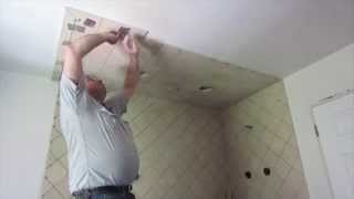 How to install tile on a ceiling [upl. by Adlog]