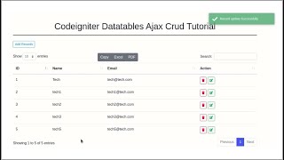 Codeigniter Datatables Ajax Crud Tutorial [upl. by Bambi]