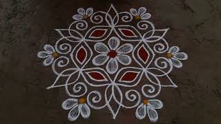 simple and easy rangoli design 53dots small beautifulkolam daily muggulu [upl. by Euqinahs]