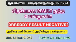 நாளைய பங்குச்சந்தை080524 Policybzr  Voltas  Drreddy  KEC  UBL  IGL  SRF  Tamil  CTA100 [upl. by Nyla1]