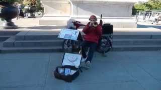 Street Busker Claude Berger Performing Édith Piaf amp Louis Armstrong in Ville de Québec [upl. by Sharline694]