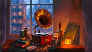 cozy vintage jazz playing in another room and its raining [upl. by Windham511]