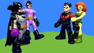 Imaginext Catwoman Creates Drama With Poison Ivy and Nightwing Toy Video [upl. by Nehr]