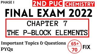 2nd PUC FINAL EXAM 2022ChemistryChapter 7 The PBlock elelments All important questions edusumit [upl. by Dhiman795]